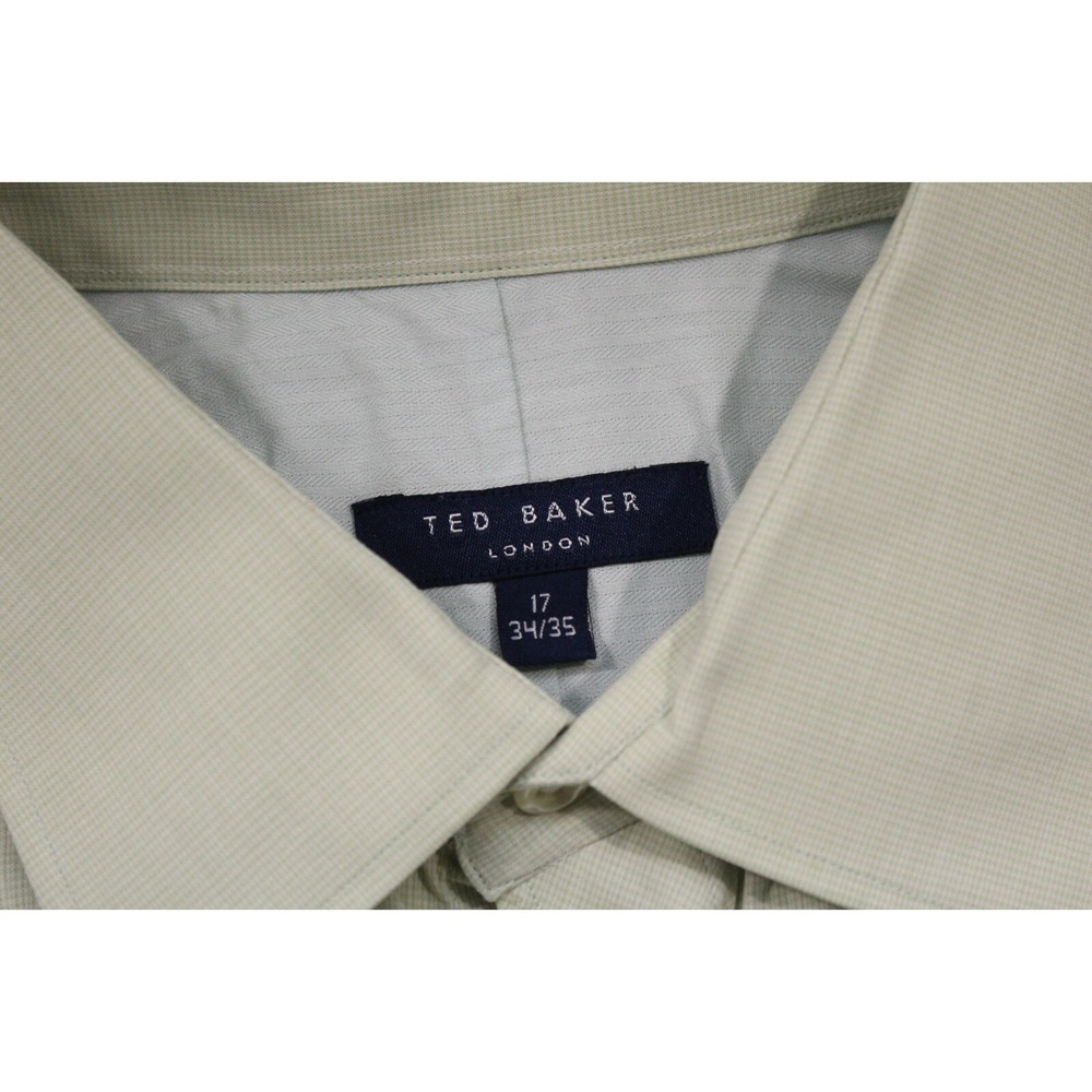 Ted Baker London Dress Shirt Light Green Long Sleeve Mens Size 17 34/35 XL - Picture 6 of 10